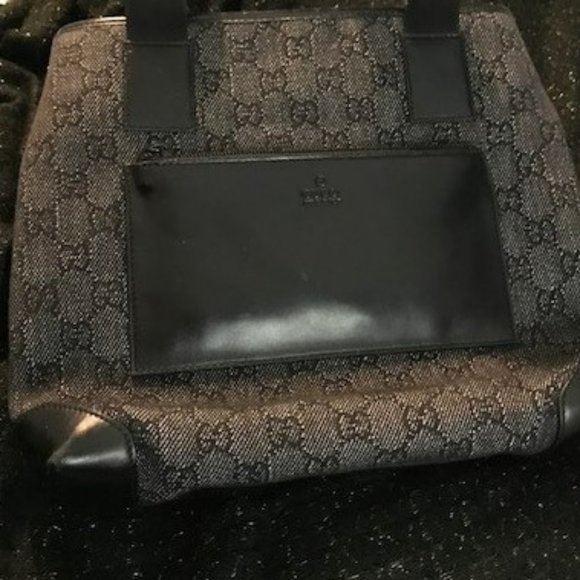 Gucci Vintage Black GG Canvas Handbag/ Shoulder Bag / Tote - 1990's - Picture 9 of 16